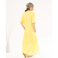 Жовта бавовняна сукня-сорочка з розрізами