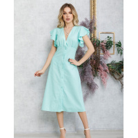 Мятное коттоновое платье на пуговицах