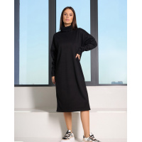 Черное ангоровое платье-гольф с разрезом