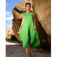 Салатовый хлопковый сарафан кроя трапеции