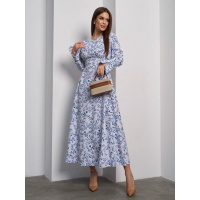 Бело-голубое платье с боковыми шнуровками