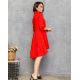 Красное коттоновое асимметричное платье-рубашка