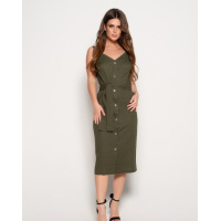 Коттоновый сарафан на пуговицах цвета хаки