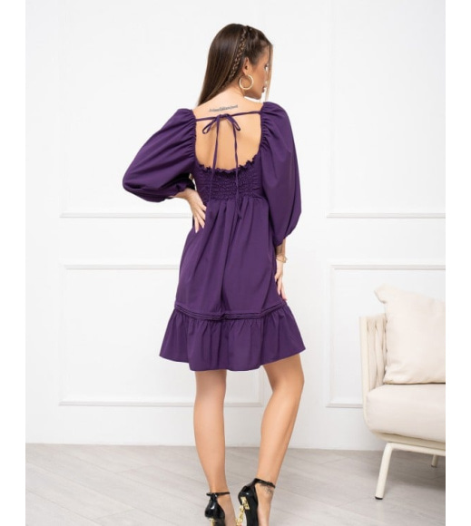 Фіолетова вільна сукня з рукавами-ліхтариками