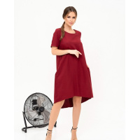 Бордовое асимметричное платье-баллон