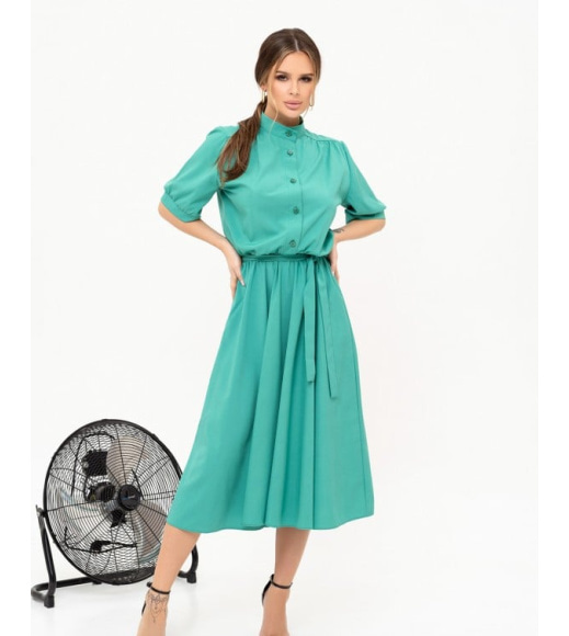 Зелена сукня-сорочка міді довжини