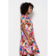 Платье с ярким цветочным принтом свободного кроя с воздушными воланами на подоле