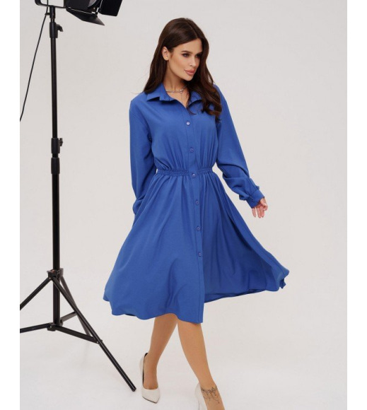 Синя сукня-сорочка приталеного крою