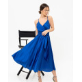 Синя шовкова сукня із зав'язкою