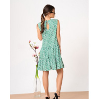 Зелена квіткова сукня-трапеція без рукавів