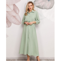 Мятное длинное платье-рубашка на пуговицах