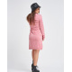 Розовое трикотажное асимметричное платье с капюшоном