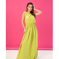 Салатовый макси сарафан с разрезом