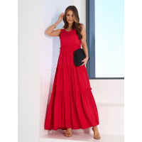 Длинный свободный сарафан из красного хлопка