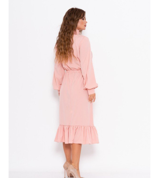 Рожеве приталене плаття з вставками з жатки