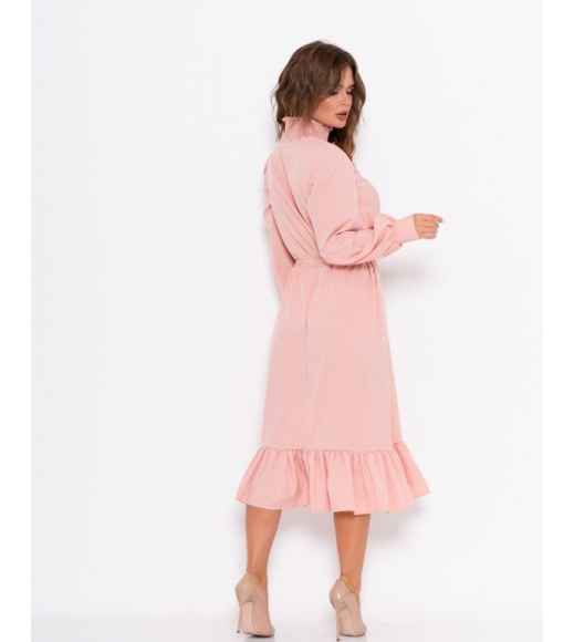 Рожеве приталене плаття з вставками з жатки