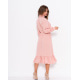 Розовое приталенное платье с вставками из жатки