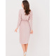 Розовое приталенное нарядное платье с люрексом
