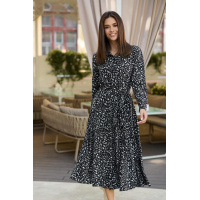 Черное платье миди в цветочный принт на длинный рукав Seventeen 1786.4852