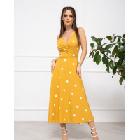 Горчичный в горох сарафан на запах