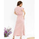 Розовое хлопковое длинное платье на кулиске