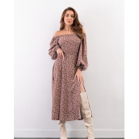 Коричневое ретро-платье с открытой горловиной