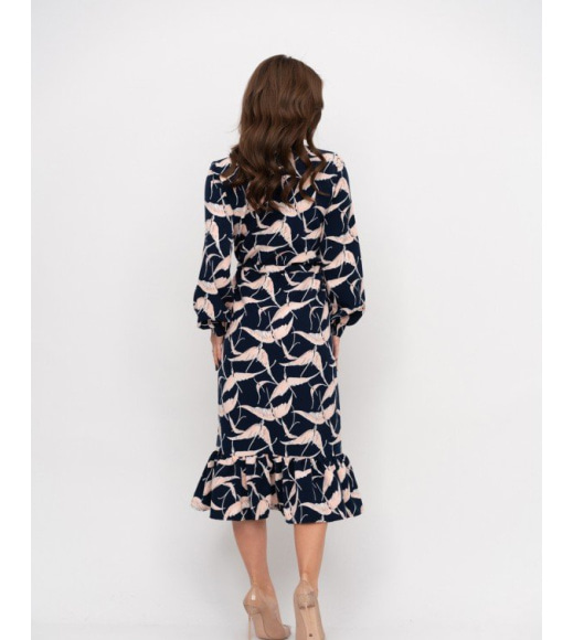 Сукня-сорочка з воланом і пташиним принтом