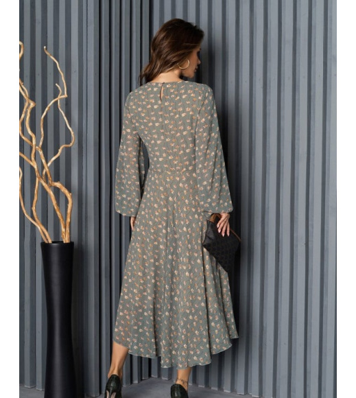 Оливкова класична сукня міді довжини