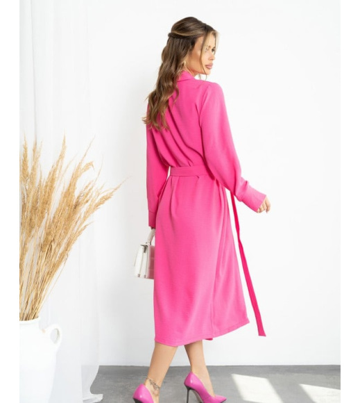 Малинова сукня-тренч міді довжини