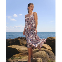 Цветочное платье-трапеция на бретельках