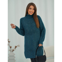 Темно-зеленое платье-гольф из пряжи-травки