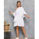Белое коттоновое свободное платье-рубашка