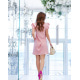 Розовое короткое платье с рукавами-воланами