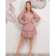 Розовое шифоновое комбинированное платье-трапеция