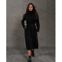 Ангоровое платье-гольф черного цвета с разрезами