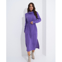 Сиреневое платье-гольф из ангоры с боковыми разрезами