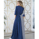 Синее длинное платье с комбинированным принтом