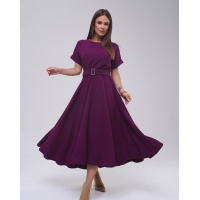 Фиолетовое однотонное платье миди длины