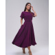 Фиолетовое однотонное платье миди длины
