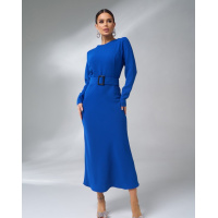 Синее элегантное платье в стиле годе