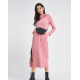 Длинное трикотажное розовое платье с боковой молнией