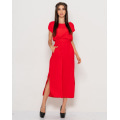 Красное платье в пол из однотонного штапеля