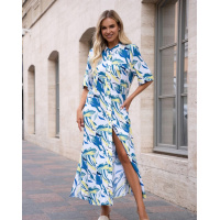 Яркое длинное платье-рубашка из хлопка