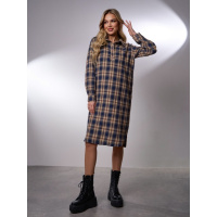 Шерстяное платье-рубашка в клетку