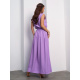 Длинный сарафан с разрезом из сиреневого льна
