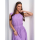 Длинный сарафан с разрезом из сиреневого льна
