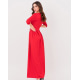 Червоне сатинове довге плаття з декольте на запах