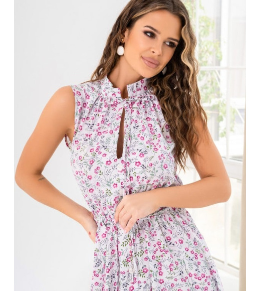 Цветочное платье-рубашка с разрезами