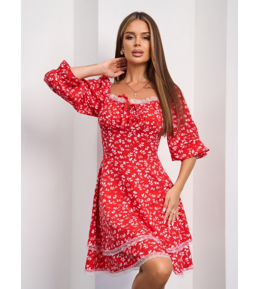 Красное платье беби долл с кружевом