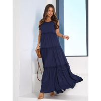 Длинный свободный сарафан из темно-синего хлопка